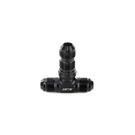 Hps Performance Tee -8 AN Male to Male Bulkhead Adapter, Aluminum, Black AN834-8