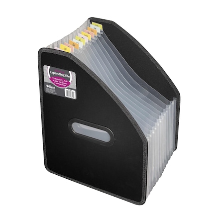 C-Line Products 8-1/2" x 11" Black Vertical 13-Pocket Stand-Up Expanding File, 1/EA 58810