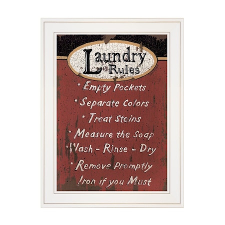 Homeroots Laundry Rules 3 White Framed Print Laundry Wall Art 405134
