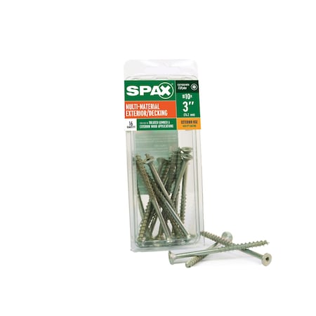 Spax #10 x 3 in Exterior Wood Deck Screws Construction Flat Head T-Star Plus, 16PK 4191670500752