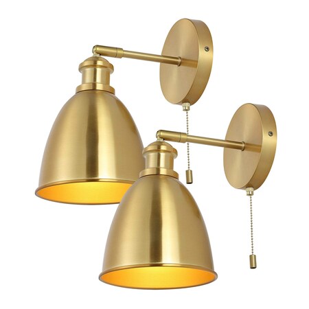 Jonathan Y Hudson 6.5" 1-Light Farmhouse Bohemian Iron LED Sconce, Brass Gold, 2PK JYL9911A-SET2