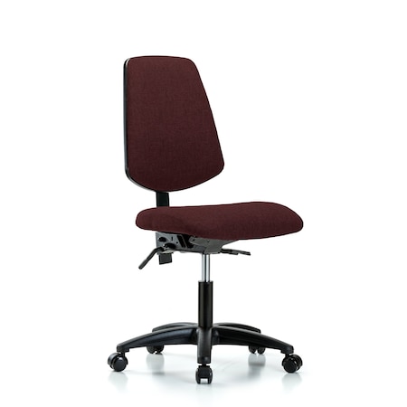Blue Ridge Ergonomics Desk Chair Fabric Desk Chair, Med, Bk, Casters, Bur, No Arms, 19" to 24" Height, Fabric, Burgundy BR-FDHCH-MB-RG-T0-A0-RC-F41