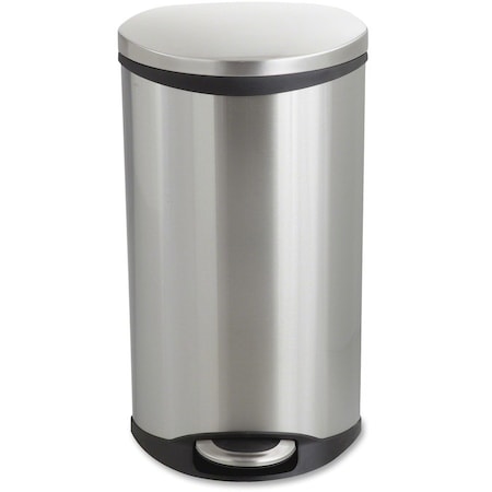 Safco 7-1/2 gal. Stainless Steel, Rigid Plastic Oval Wastebasket, Silver 9902SS