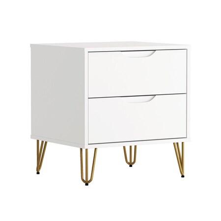 Manhattan Comfort Avira 20 in Nightstand in White (2-Drawer) NS1721-WH