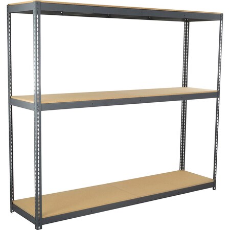 Global Industrial 3 Shelf, Standard Duty Boltless Shelving, Starter, 96"W x 36"D x 48"H, Wood Deck B3171175