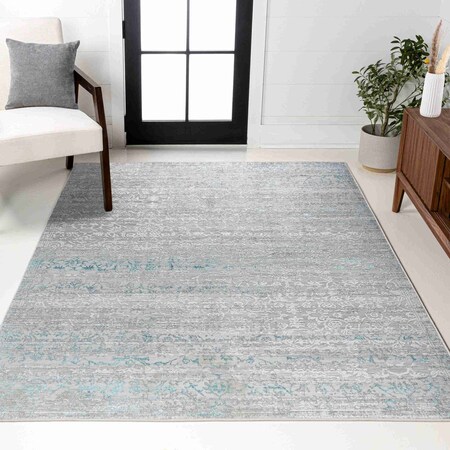 Jonathan Y Tidal Modern Strie' Gray/Turquoise 5 ft. x 8 ft. Area Rug SOR202A-5