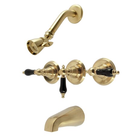 Kingston Brass Triple-Handle Tub and Shower Faucet, Brushed Brass KB237AKL