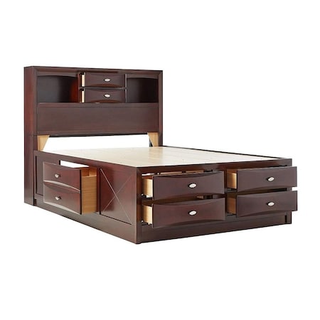 Homeroots Espresso Wood King With Ten Drawers Bed Frame 376949