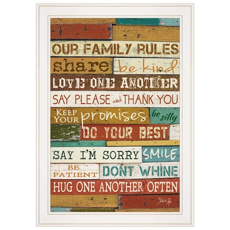 Homeroots Our Family Rules 6 White Framed Print Wall Art 415462