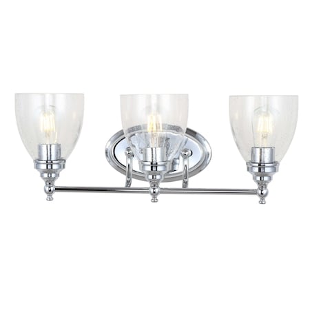 Jonathan Y Marais 22.5" 3-Light Metal/Glass LED Vanity, Chrome JYL7470B
