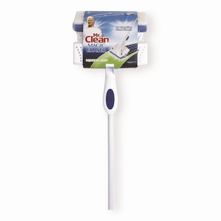 Mr. Clean Magic Eraser Squeeze Mop, Blue/White Magic Eraser Sponge Head, 54.7in White Handle 446642