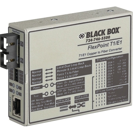 Black Box Black Box Media Converter, T1/E1 to Fiber, T1/E1 MT662A-MSC