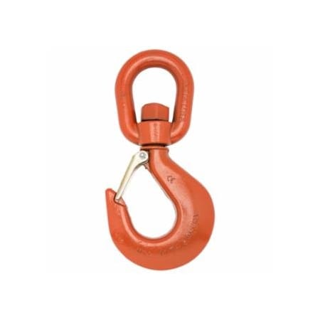 Campbell No. 7 Alloy Latched Swivel Hoist Hooks, Bail Size 1 3/8 in, Painted Orange 193-3952715PL