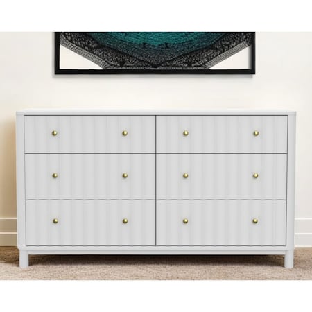 Homeroots 61" White Solid Wood Six Drawer Double Dresser 524133