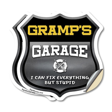 Signmission Gramp's Garage I Can Fix Everything But Stupid, 12 inch X 12 inch, Vinyl Decal, 2PK SHI-D-2PACK-12-490-GRAMP