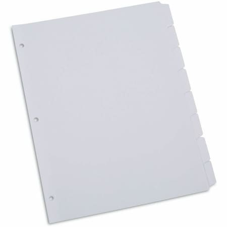 Universal Deluxe Write-On/Erasable Tab Index, 8-Tab, 11 x 8.5, White, White Tabs, 8PK UNV20818