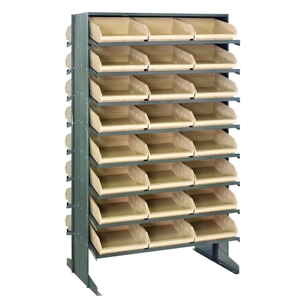 Quantum Storage Systems DOUBLE SIDED PICK RACK W/48 IVORY BINS QPRD-110IV