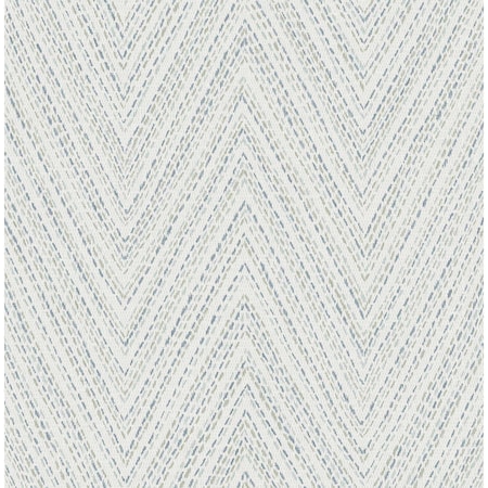 A-Street Prints Lainey Blue Stitched Chevron Wallpaper 4147-27368