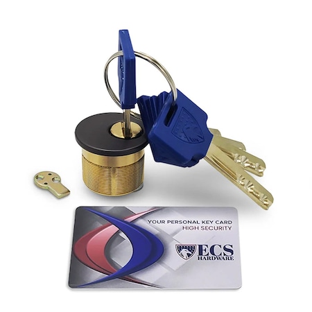 Ecs Hardware Durable Premium Key Controlled Mortise Cylinder, 1 in 10B Oil Rubbed Bronze ECSH-HMC01-10B-KA12