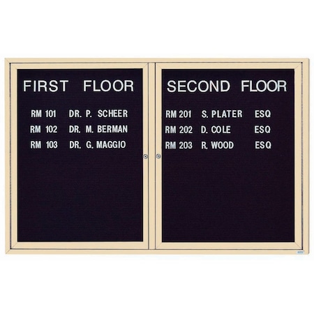 Aarco Outdoor Enclosed Directory w/ Al Frame, Powder Coated Ivory, Letter Panel is Black Vinyl, 48''Hx72''W OADC4872IV