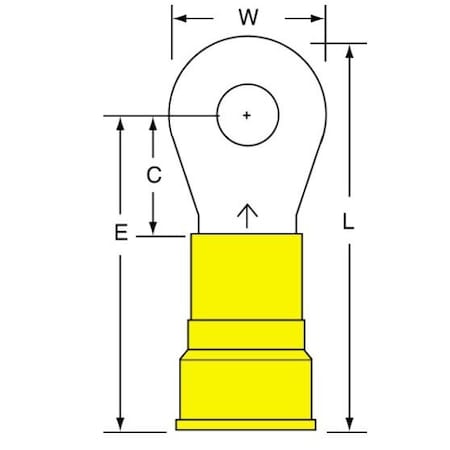 3M Nylon Insulated Brazed Seam Ring Terminal 1/4" Stud 4 Awg Wire, Yellow, 1000PK 16-14-WN