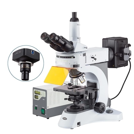 Amscope FM820 Epi-fluorescence Trinocular Compound Microscope 40X-2000X w/6.3MP USB 3.0 C-mount Camera FM820TB-6MBI3