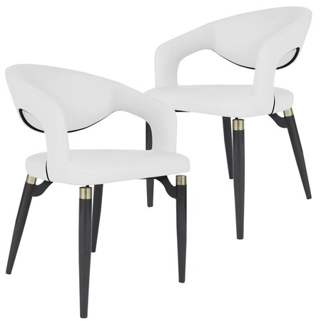 Leisuremod Entice Modern Leather Dining Chair with Iron Legs Open-Back Design in White, 2PK EC60W-2