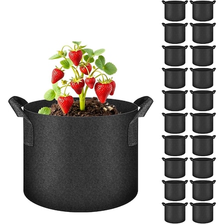 Ipower 1 Gallon Grow Bags, Garden Planting Nonwoven Fabric Pots, 20 Labels Included, 20PK GLGROWBAG1X5BLKV5X4