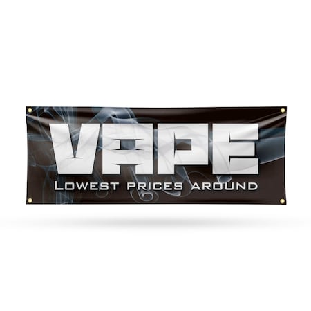 Signmission Vape Shop Lowest Prices, 18 Inch x 48 Inch, Vinyl Banner B-30908