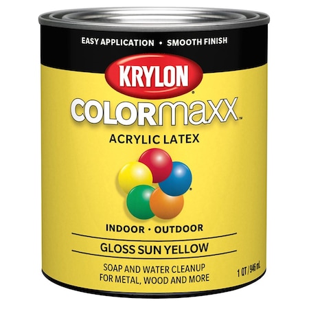 Colormaxx 1 Qt Krylon Sun Yellow Paint & Primer, Gloss K05645007