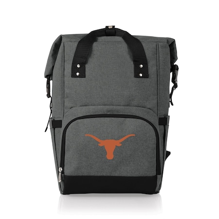 Picnic Time Family Of Brands NCAA Texas Longhorns On The Go Roll-Top Backpack CoolerHeathered Gray 616-00-105-194-1