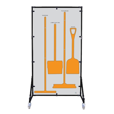 5S Supplies Housekeeping Shadow Board Broom Station V10, Gray / Orange, Broom + Stand, No Text HSB-V10-GRAY/ORANGE-BO-STAND-NO TEXT