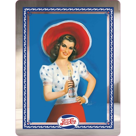 Se-Kure Luxe Pepsi Lady with Red Hat mirrored sign PGPO-Red Hat