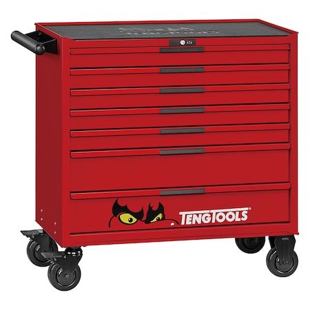 Teng Tools 37 Inch Wide 7 Drawer PRO35 Heavy Duty Red Roller Cabinet - TSW37R7