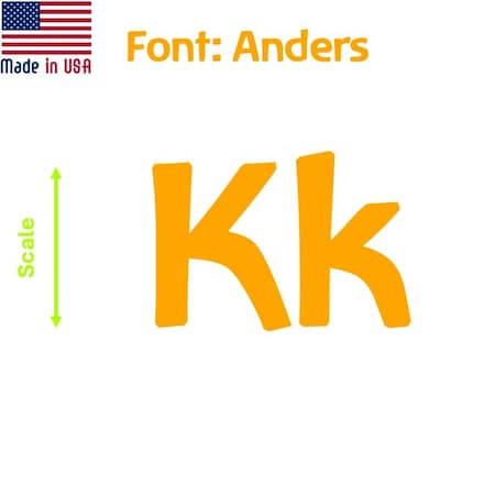 Aacc Self-Adhesive Vinyl Letter: K, Scale: 14 in. Color: Orange Font: Anders by AACC-Anders-UK-Orange-I14x1