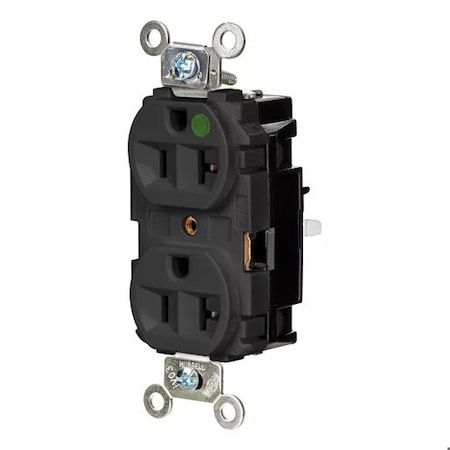 Hubbell Wiring Device-Kellems Straight Blade Receptacle, 5-20R, 20 A, 125V AC, 2 Pole, 3 Wire, Surface Mount, Grounded HBL8300STBK