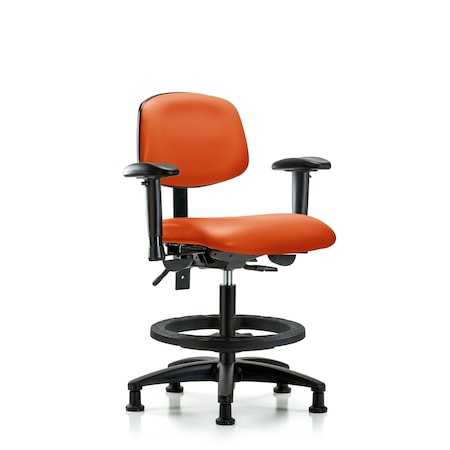 Blue Ridge Ergonomics Medium Bench Chair Chair, Vin, Med Ben, Tilt AA BF Gld, Orange, Adjustable Arms, 22" to 29" Height BR-VMBCH-RG-T1-A1-BF-RG-8613