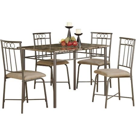 Monarch Specialties Dining Set - 5Pcs Set / White Bench And 3 Side Chairs I 1029