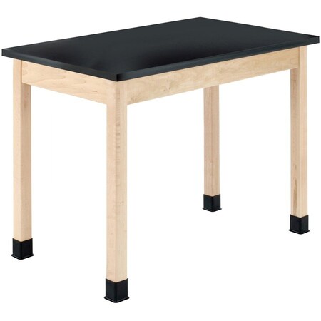 Diversified Spaces Plain Apron Table, Maple, Maple Wood Frame, 60 in W, Black/Maple P7606M36N