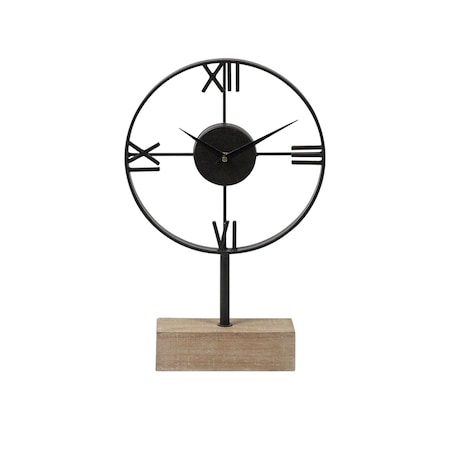 Homeroots 18" Black Metal Table Clock 376228