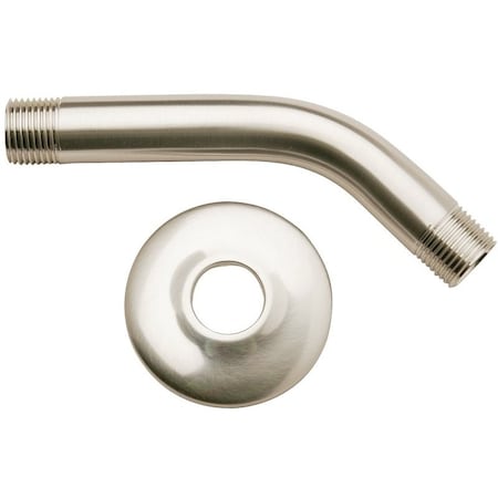 Plumb Pak Shower Arm with Flange, 1/2 in Connection, IPS, 6 in L, Brass, Brushed Nickel PP825-10BN