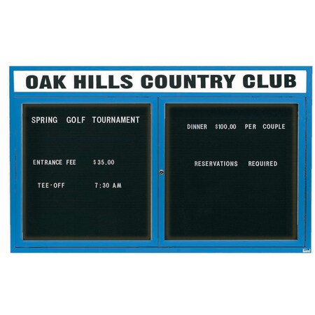 Aarco Illuminated Enclosed Letter Board Directory w/ Powder Coated Blue Al Frame and Header, 36''Hx60''W ADC3660HIB