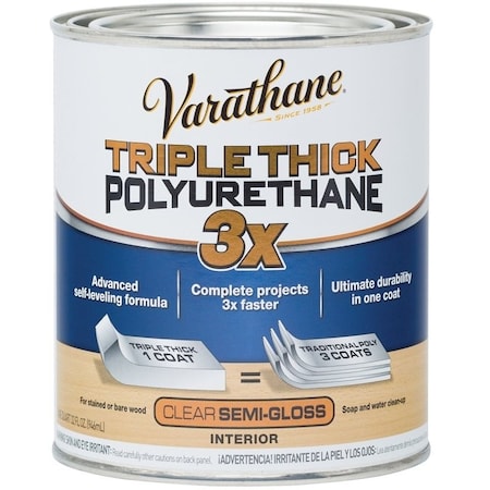 Varathane Polyurethane, Semi-Gloss, Liquid, Clear, 1 qt, Can 284472
