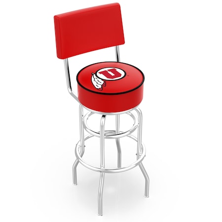 Holland Bar Stool Co 25" Chrome 2-Ring Utah Swivel Bar Stool, Back L7C425UtahUn