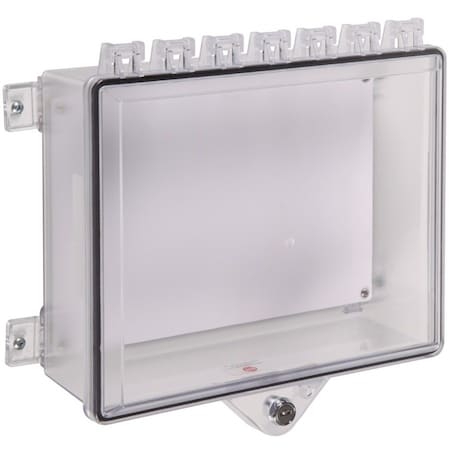 Safety Technology International Enclosure w/Lock, Polycarbonate, Surface Mount, 8 7/8 in W x 10 7/8 in H x 3 5/8 in D, Clear STI-7520