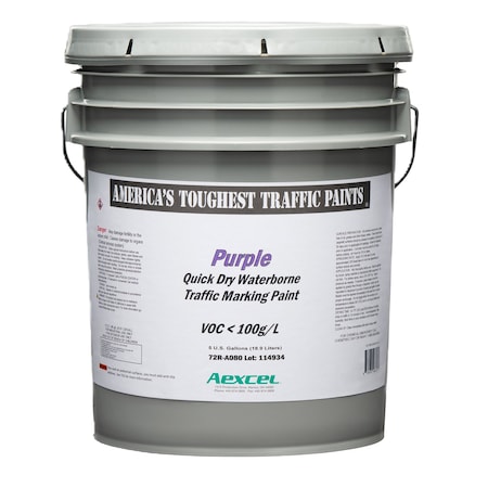 Aexcel Quick-Dry 20-minute Dry Traffic & Zone Marking Paint, Water-based Latex, Veteran's Purple, 5-Gallon 72R-A080F03