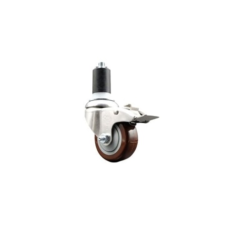 Service Caster 3 Inch 316SS Maroon Poly Swivel 1-5/8 Inch Expanding Stem Caster Lock Brake SCC SCC-SS316TTLEX20S314-PPUB-MRN-158