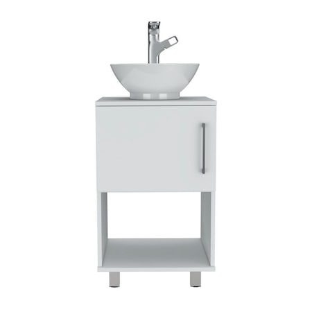 Homeroots 18" Gray And White Laminate Accent Cabinet With One Shelf 478423