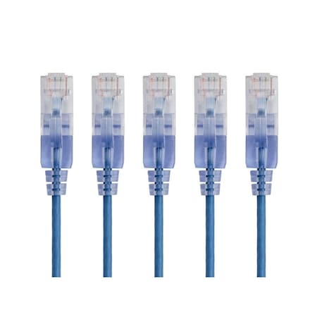 Monoprice Slim Cat6A Cable, 5 Pack, 3 ft.Blue 15130