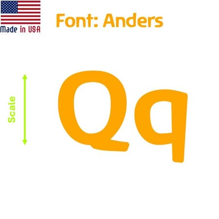 Aacc Self-Adhesive Vinyl Letter: q, Scale: 30 cm. Color: Orange Font: Anders by, 8PK AACC-Anders-lq-Orange-M30x8